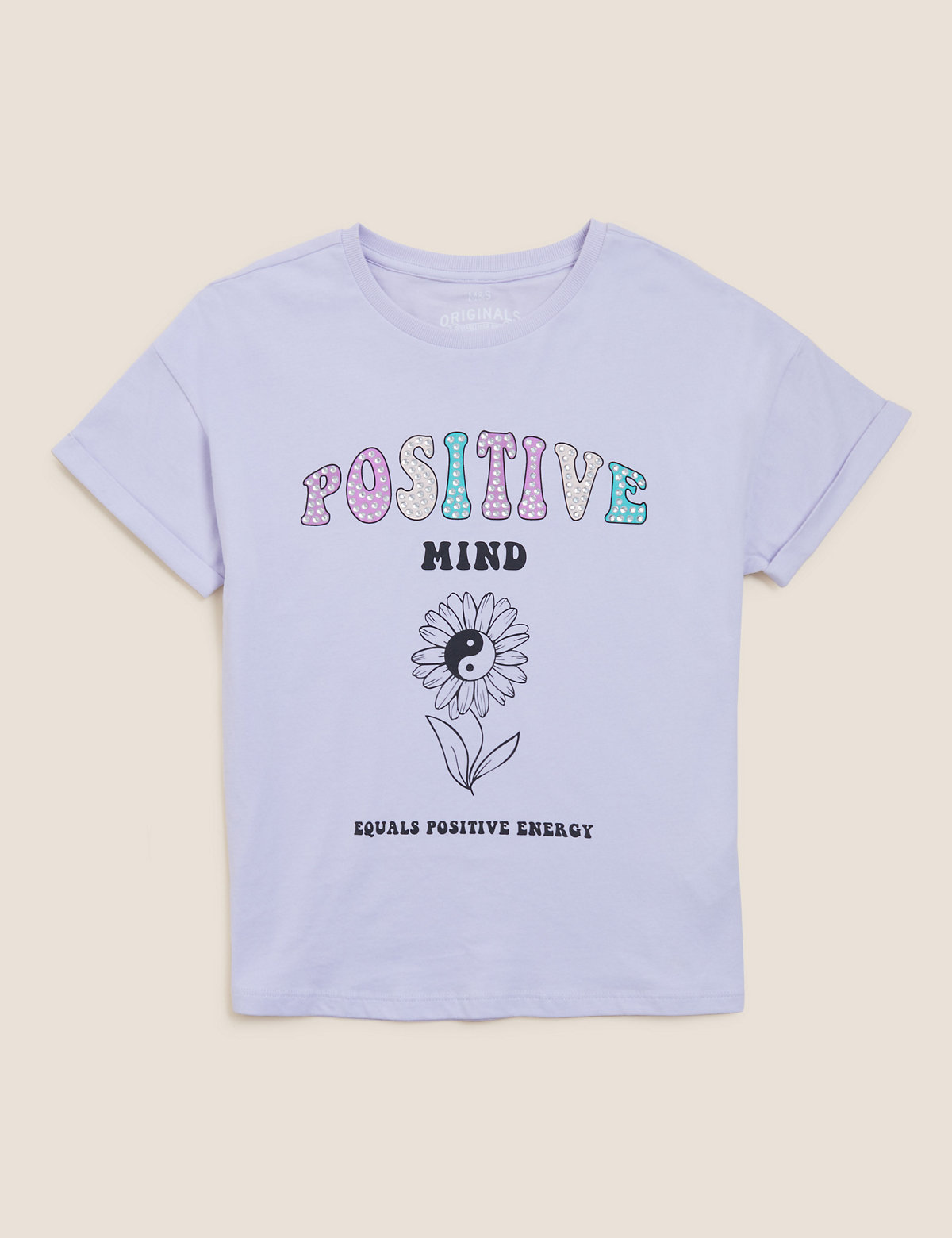 Pure Cotton Positive Mind Slogan T-Shirt (6-16 Yrs)