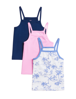 

Girls M&S Collection 3pk Cotton Rich Palm Print Vests (6 - 16 Yrs) - Multi, Multi