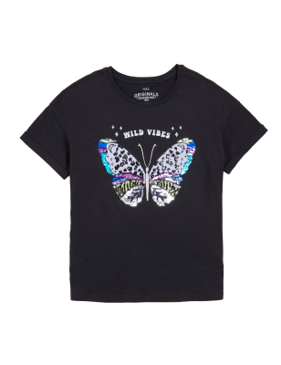 

Girls M&S Collection Pure Cotton Sequin Butterfly T-Shirt (6-16 Yrs) - Charcoal Mix, Charcoal Mix