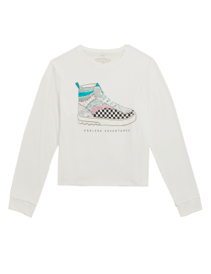 

Girls M&S Collection Pure Cotton Sequin Top (6-16 Yrs) - White Mix, White Mix