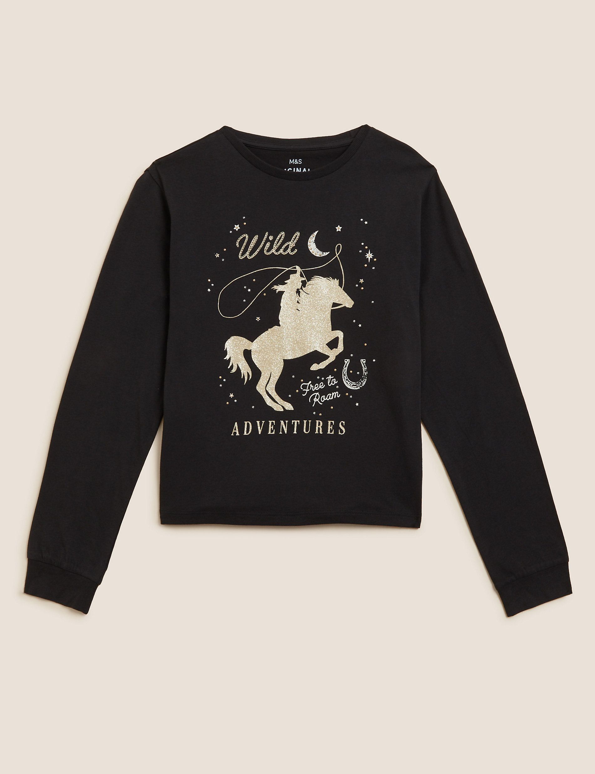 Pure Cotton Sequin Horse Top (6-16 Yrs)