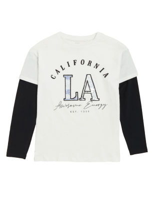

M&S Collection Top 100% algodón con texto 'California' (6-16 años) - White Mix, White Mix