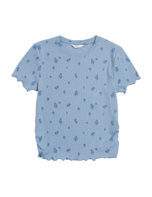 

M&S Collection Camiseta de algodón fruncida (6-16 años) - Blue, Blue