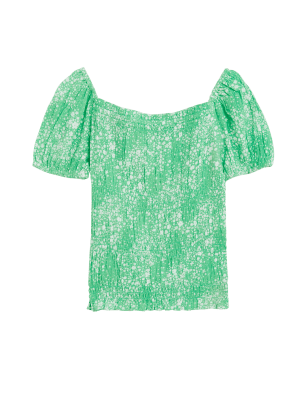 

Girls M&S Collection Shirred Floral Top (6-16 Yrs) - Green, Green