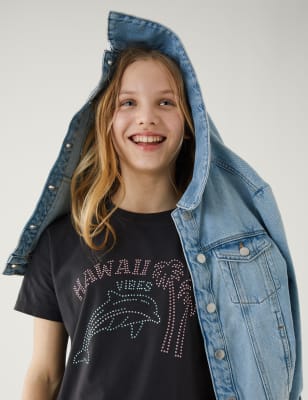 

Girls M&S Collection Pure Cotton Dolphin T-Shirt (6-16 Yrs) - Charcoal, Charcoal