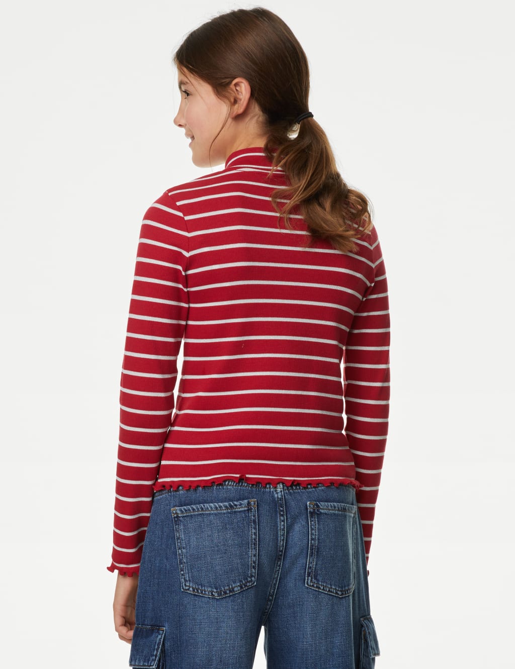 Cotton Rich Lurex Stripe High Neck Top (6-16 Yrs) image 4
