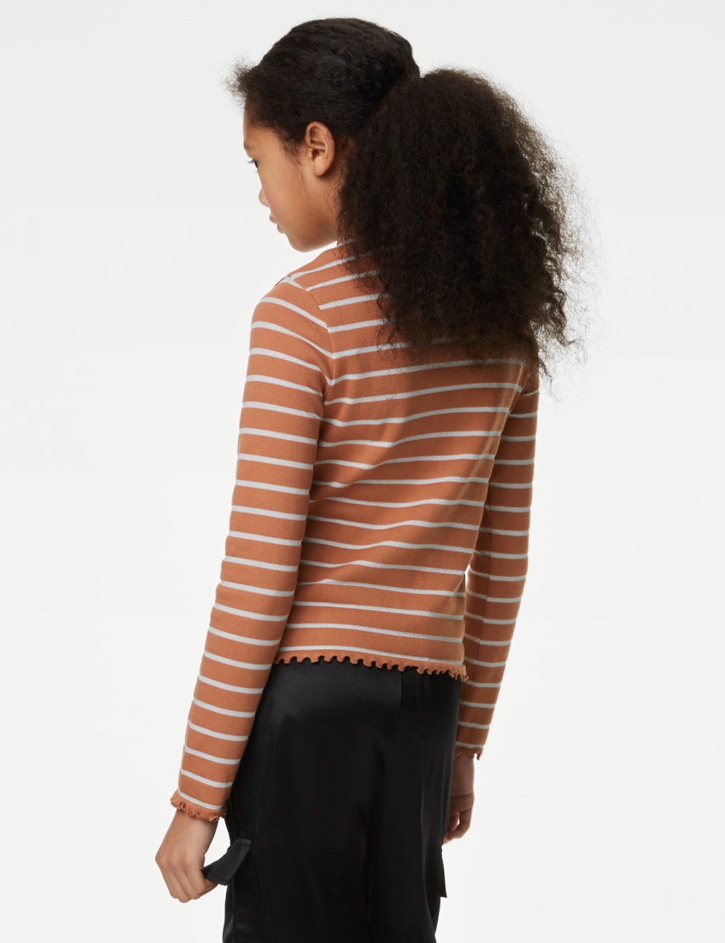 Cotton Rich Lurex Stripe High Neck Top (6-16 Yrs) image 4