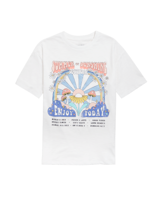 

Girls M&S Collection Pure Cotton Festival Graphic T-Shirt (6-16 Yrs) - Ecru, Ecru