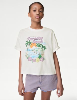 T-shirt van puur katoen met grafisch motief (6-16 jaar) - NL