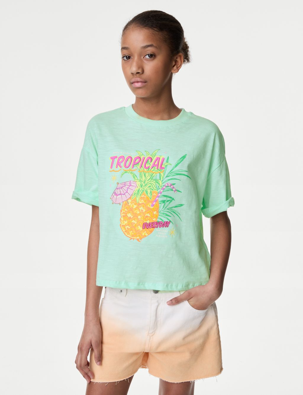 Pure Cotton Tropical Graphic T-Shirt (6-16 Yrs)