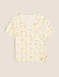 Pure Cotton Floral Ribbed Top (6-16 Yrs)