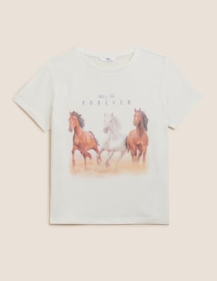 Pure Cotton Horse Print T-Shirt (6-16 Yrs)