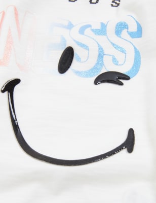 

Girls M&S Collection SmileyWorld® Cotton Rich Print Top (6-16 Yrs) - White Mix, White Mix