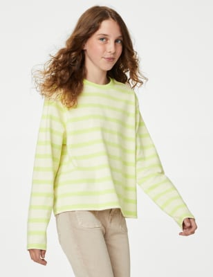 

Girls M&S Collection Pure Cotton Striped Top (6-16 Yrs) - Lime Mix, Lime Mix
