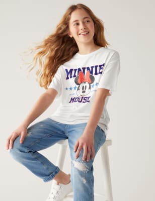 

Girls M&S Collection Pure Cotton Minnie™ Slogan T-Shirt (6 -16 Yrs) - White, White
