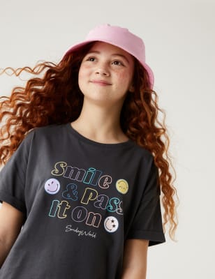 

M&S Collection Camiseta 100% algodón de SmileyWorld® con texto (6-16 años) - Charcoal, Charcoal