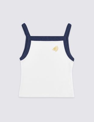 Pure Cotton Embroidered Vest Top (3-16 Years) | M&S