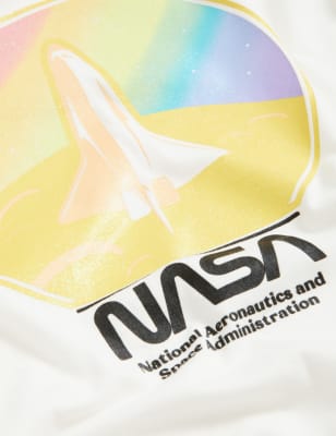 

M&S Collection T-Shirt aus reiner Baumwolle mit NASA™-Motiv (6-16 J.) - White, White