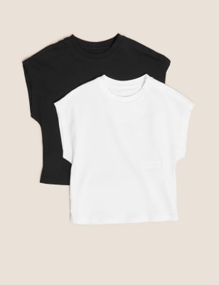 Lot de 2 t-shirts adaptés 100 % coton, faciles à enfiler (du 2 au 16 ans) - Multi