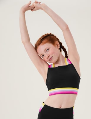 

Girls GOODMOVE Sports Striped Crop Top (6-16 Yrs) - Black, Black