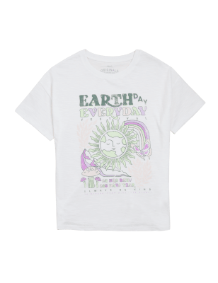 

Girls M&S Collection Pure Cotton Earth Day Slogan T-Shirt (6-16 Yrs) - Cream, Cream