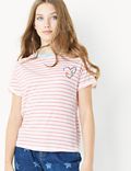 Cotton Striped Slogan T-Shirt (6-16 Yrs)