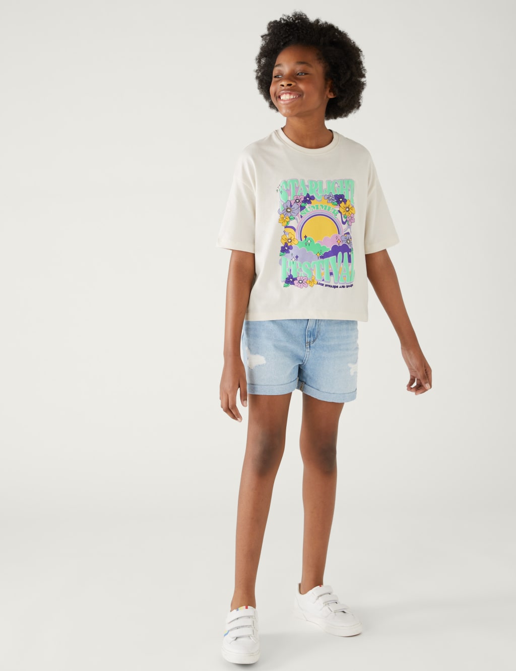 Pure Cotton Slogan Cropped T-Shirt (6-16 Yrs) image 2