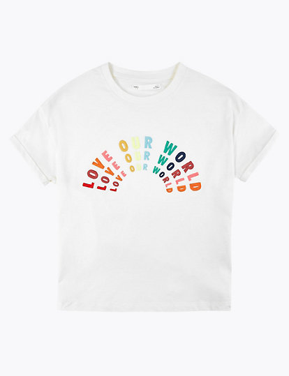 Cotton Love Our World Slogan T-Shirt (6-16 Years)