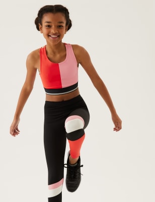 

Girls GOODMOVE Colour Block Sports Crop Top (6-16 Yrs) - Coral, Coral