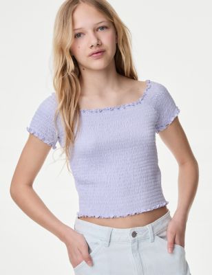 

Girls M&S Collection Shirred Top (6-16 Yrs) - Lilac, Lilac