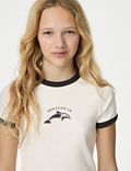 Katoenrijk, geribbeld T-shirt met schelpenprint (6-16 jaar)