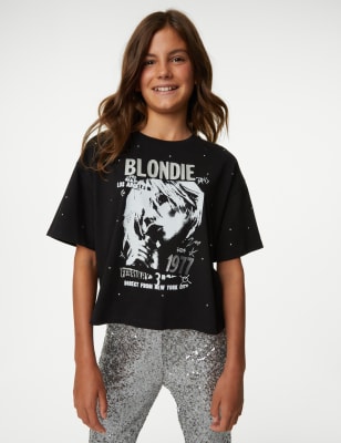 

M&S Collection T-Shirt aus reiner Baumwolle mit Blondie™-Motiv (6-16 J.) - Black, Black