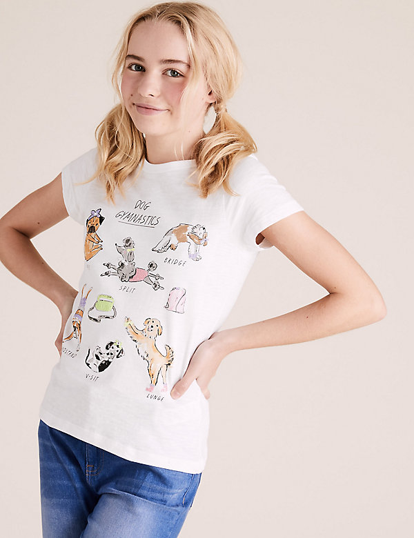 T-shirt 100&nbsp;% coton avec texte «&nbsp;Dog Gymnastics&nbsp;» (du 6 au 16&nbsp;ans) - CH
