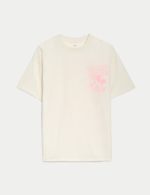 M&S Girl's Pure Cotton Mickey Mouse T-Shirt (6-16 Yrs) - 14-15 - Ecru, Ecru