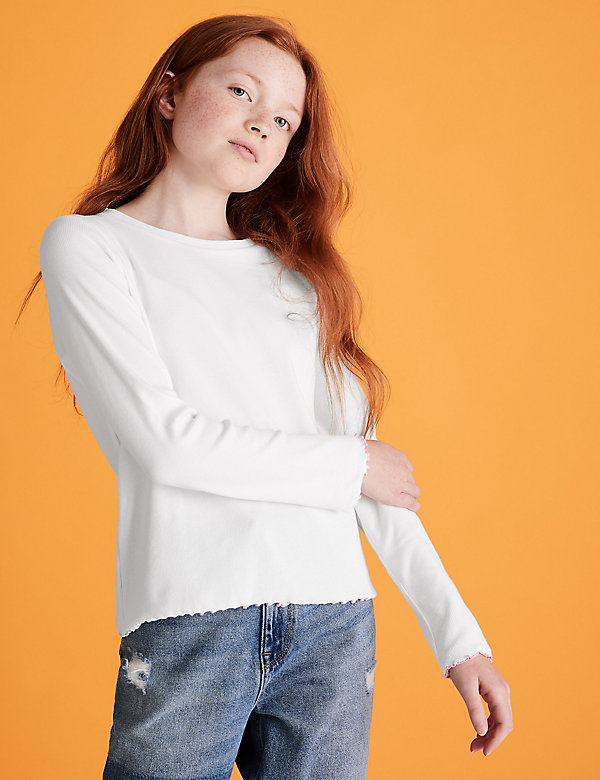 Cotton Rich Ribbed Long Sleeve Top (6-16 Yrs) - MY