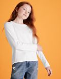 Cotton Rich Ribbed Long Sleeve Top (6-16 Yrs)