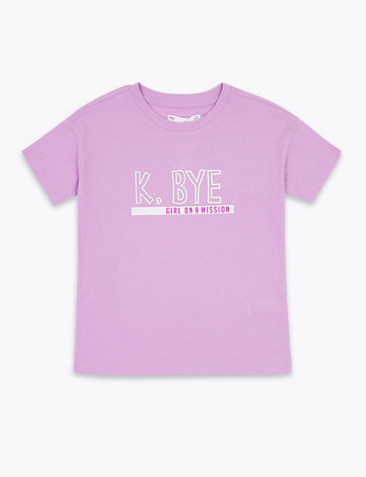 Cotton K Bye Slogan T-Shirt (6-16 Yrs)