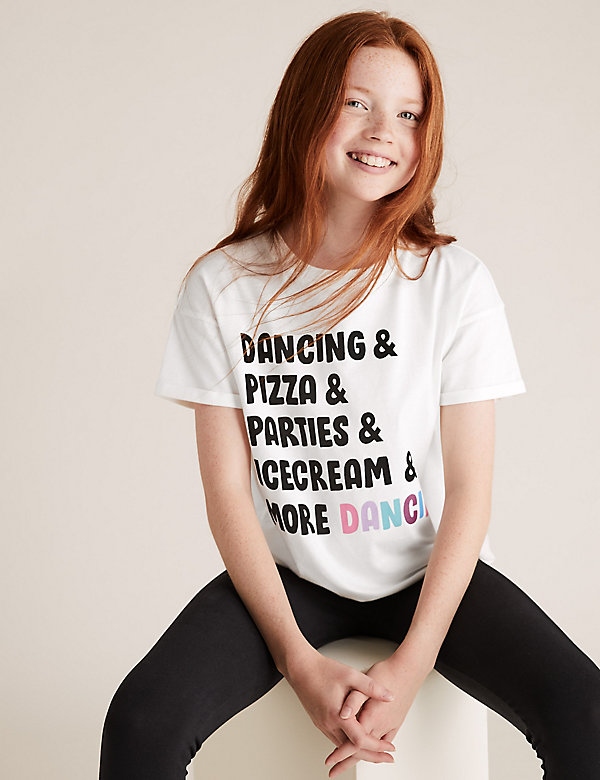 T-Shirt mit Schriftzug „Dancing“ (6–16 Jahre) - DE