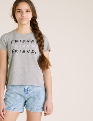 T-shirt en coton, à motif Friends™, orné de sequins (du 6 au 16 ans) - Grey Marl