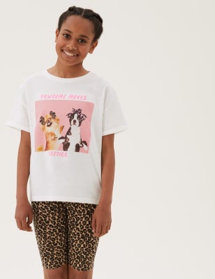

M&S Collection T-Shirt aus reiner Baumwolle mit Hunde-Fotomotiv (6-16 Jahre) - White Mix, White Mix