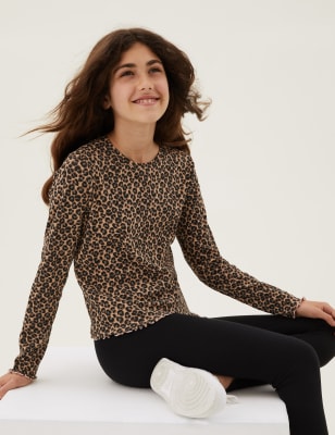 

Girls M&S Collection Cotton Rich Leopard Top (6-16 Yrs) - Black Mix, Black Mix