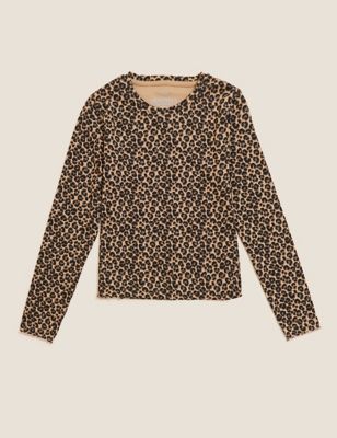M&S Girls Cotton Rich Leopard Top (6-16 Yrs)