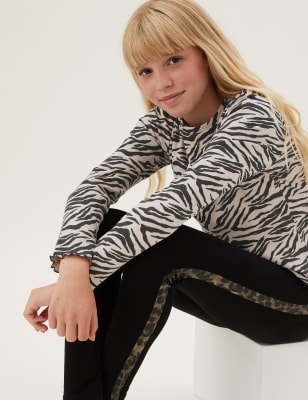 

Girls M&S Collection Cotton Rich Zebra Print Top (6-16 Yrs) - Black Mix, Black Mix