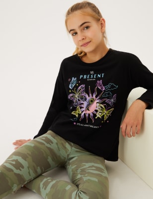 

M&S Collection T-Shirt aus reiner Baumwolle mit glitzerndem Weltallmotiv (6-16 Jahre) - Black, Black