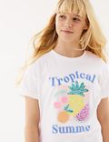 Pure Cotton Sequin Slogan T-Shirt (6-16 Yrs)