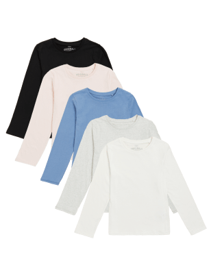 

M&S Collection 5er-Pack einfarbige Oberteile aus reiner Baumwolle (6-16 Jahre) - Multi, Multi