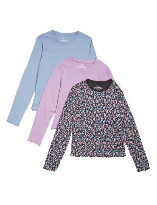 

Girls M&S Collection 3pk Cotton Rich Tops (6-16 Yrs) - Multi, Multi