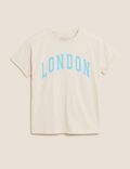 T-Shirt aus reiner Baumwolle mit Schriftzug „London“ (6–16 J.)