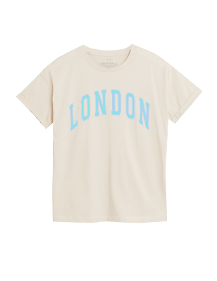 

Girls M&S Collection Pure Cotton London Slogan T-Shirt (6-16 Yrs) - Cream, Cream