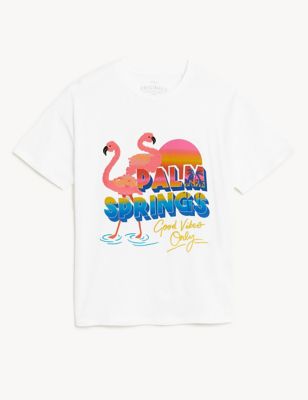 Pure Cotton Sequin Flamingo T-Shirt (6 - 16 Yrs)